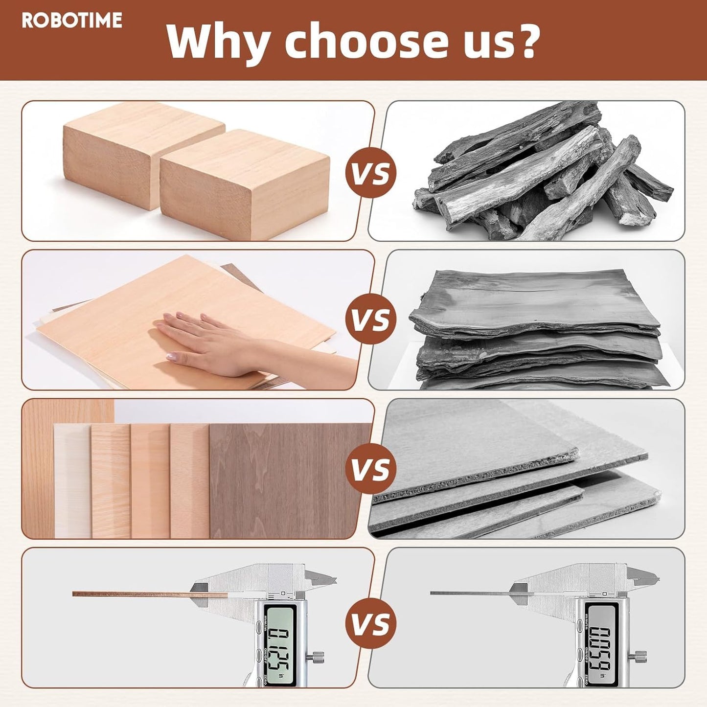 ROBOTIME 6-Pack Laser Wood Sheets 1/8" - 12 x 16 x 1/8 Inch - Mahogany - 3mm Plywood for Laser Cutting, Laser Engraving Blanks