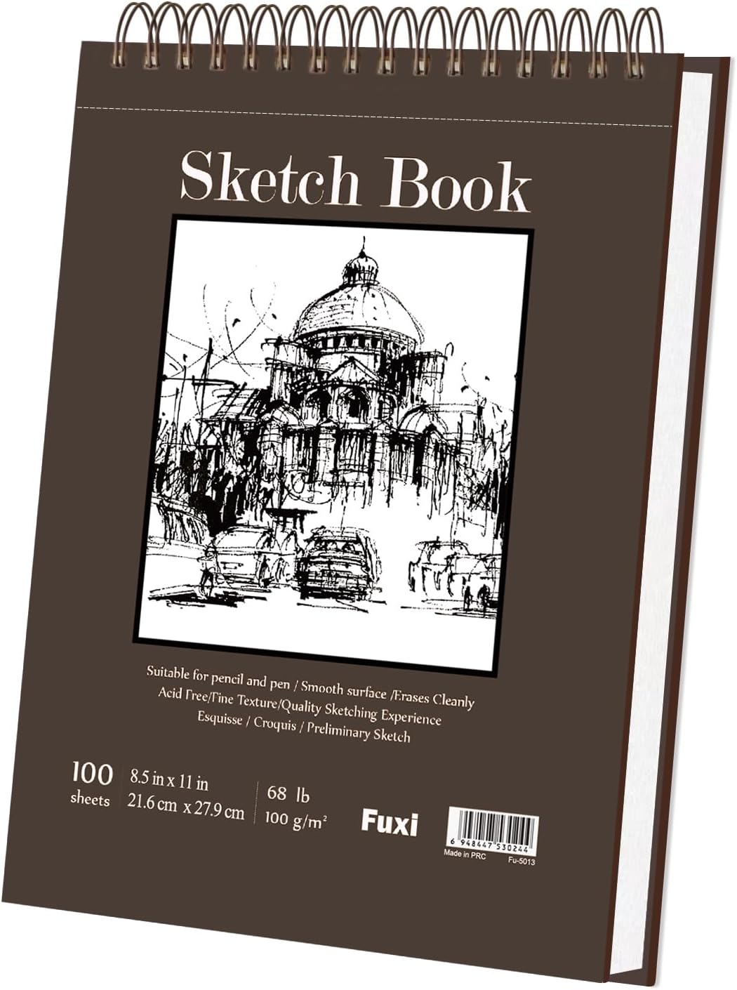 Fuxi Sketchbook 8.5x11, 100 Sheets Hard Cover Sketch Book 8.5" x 11", 68 lb/100gsm Drawing Pad Paper, Spiral Sketch Pad 8.5" x 11", Blank Sketchbook for Art Class, Artist Supplies for Adults - Crafty Corner