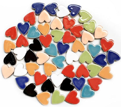 500g/1.1lb Random Color Irregular Ceramics Mosaic Tiles,DIY Making Creative Ceramic Mosaic Tiles for DIY Craft Plates Flowerpots Vases Cups Mosaic Making Supplies (Heart)