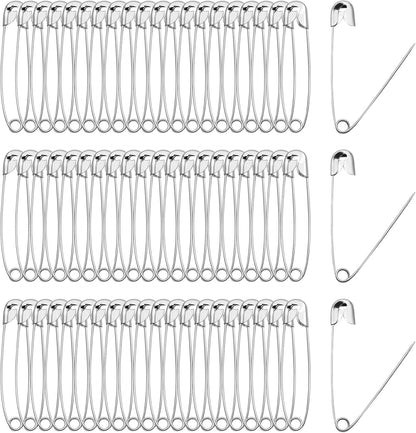 100 PCS 55mm / 2.2 Inch Heavy Duty Quilting Pins, Large Silver Metal Safety Pins for DIY Crafts, Jewelry Making, Baby Clothing