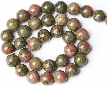 45pcs 8mm Natural Unakite Gemstone Beads Round Loose Beads for Jewelry Making DIY Bracelet Necklace