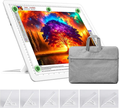 TOHETO Rechargeable A3 Light Board with Stand, Bag, Super Bright Magnetic Light Pad with Side Buttons, Wireless Light Box for Tracing and Drawing, Cordless Light Table for Diamond Painting, Sketching