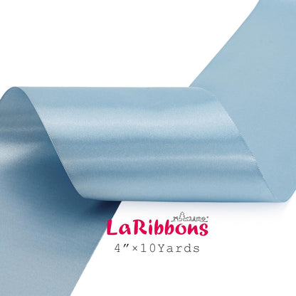 LaRibbons Light Blue Satin Ribbon 4 Inch 10 Yards Double Faced Luxury Baby Blue Silk Ribbon for Gift Wrapping Flower Bouquets Bow Christmas Wedding Party Decoration - Crafty Corner