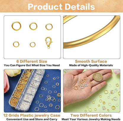 1440 Pcs Jump Rings for Jewelry Making Kits, Silver Gold Jewelry Jump RingsJewelry Repair Kit for Necklaces Lobster Clasps DIY Crafts Keychains Repair Supplies Tools, with Pliers/Tweezers/Ring - Crafty Corner
