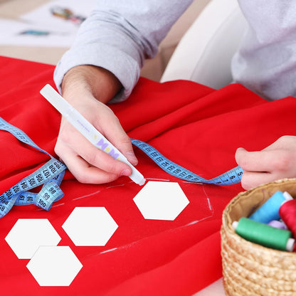 LemonSecret 409 Pcs Paper Piecing for Quilting Fabric Set Include 400 Paper Piecing 1" Hexagon Quilting Templates and 9 Fabric Glue Pen for DIY Patchwork Crafts and Sewing Supplies