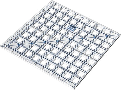 TrueCut Square 9.5" x 9.5" Quilting Ruler with Track and Guide for Straight Cuts - Innovative Quilting and Sewing Ruler for Accurate Fabric Cuts with 1/8th Measurements