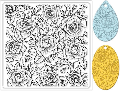 CHGCRAFT Polymer Clay Texture Sheets Rose Background Silicone Texture Stamp Sheets for Polymer Clay Texture Mat for Making Earrings Jewerly, Polymer Clay Earrings Tools, 5.5x5.5inch