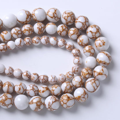 45pcs 8mm White Howlite Spun Gold Stone Beads for Jewelry Making Natural Stone Energy Healing Beads DIY Bracelet Necklace 15" (8mm, White Howlite Spun Gold Stone)