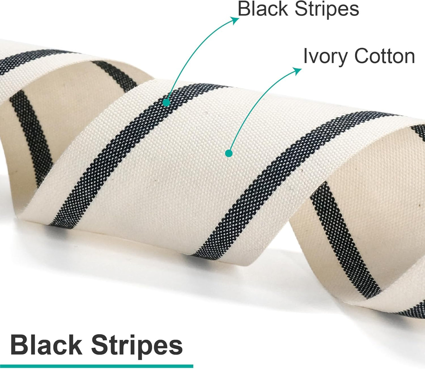 CT CRAFT LLC Ivory Cotton Black Stripes Ribbon 1" x 10 Yards for Home Décor Gift Present Wrapping DIY Crafts Birthday Wedding Bouquet Christmas - Crafty Corner