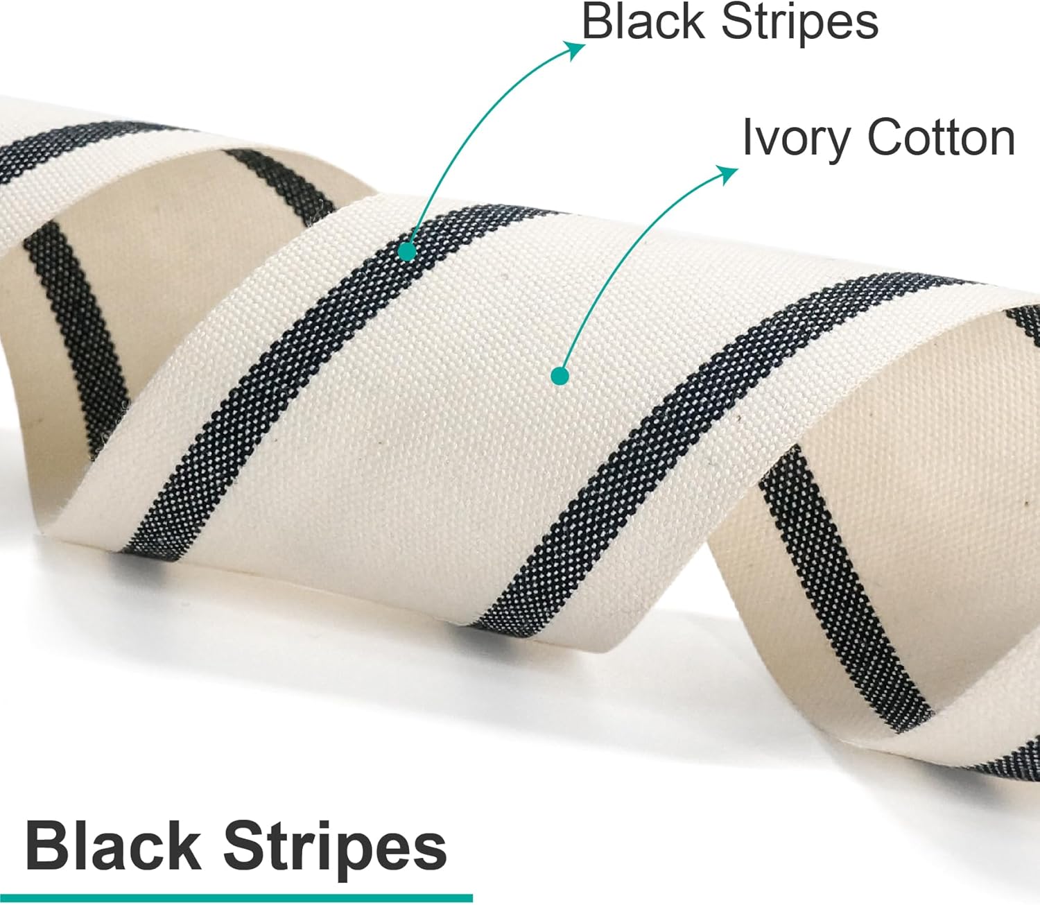 CT CRAFT LLC Ivory Cotton Black Stripes Ribbon 1" x 10 Yards for Home Décor Gift Present Wrapping DIY Crafts Birthday Wedding Bouquet Christmas - Crafty Corner