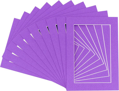 5x7 Mat for 8.5x11 Frame - Precut Mat Board Acid-Free Purple 5x7 Photo Matte Made to Fit a 8.5x11 Picture Frame, Premium Matboard for Family Photos, Show Kits, Art, Picture Framing, Pack of 25 Mats