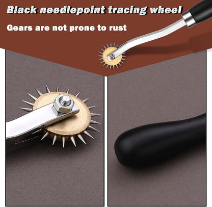 Nitlak 2 PCS Tracing Wheel with Wooden Handle Stainless Steel Pounce Wheel, Point Sewing Tracing Wheel for Sewing Patterns, Rotary Perforator, Overstitch Wheel, Perforation Cutter