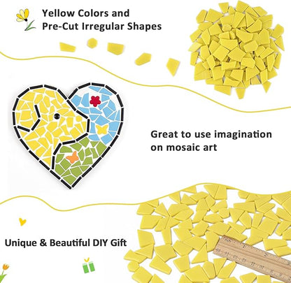 Youway Style Yellow Glass Mosaic Tiles for Crafts Bulk,200g Broken Glass Pieces for DIY Fall Mosaic Art Decor,Garden Mosaic Supplies