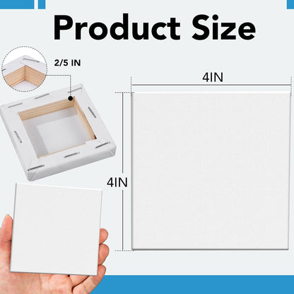 ESRICH Mini Canvases for Painting, 4x4In Canvas in Bulk 100 Pack, 2/5In Profile Small Square Canvas, Blank Canvases are Great for School Projects and Kids Birthday Parties, Home Decor Project.