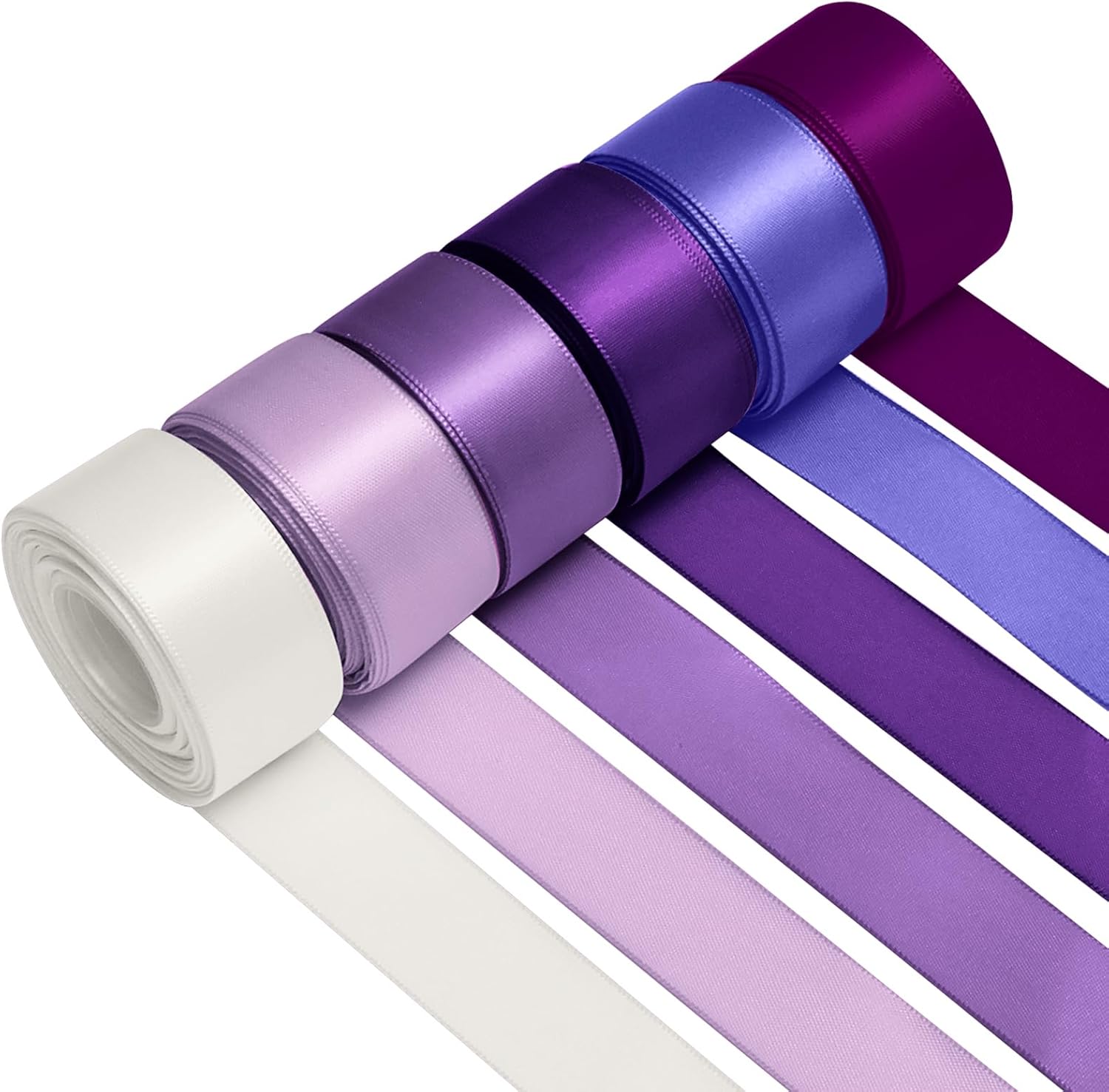 1 Inch Purple Satin Ribbons for Crafts, 6 Rolls Single-Faced Purple Assorted Ribbons for Gift Wrapping Flower Bouquet Wedding Invitations Bridal Shower Hair Bows Garland Party Decor - Crafty Corner