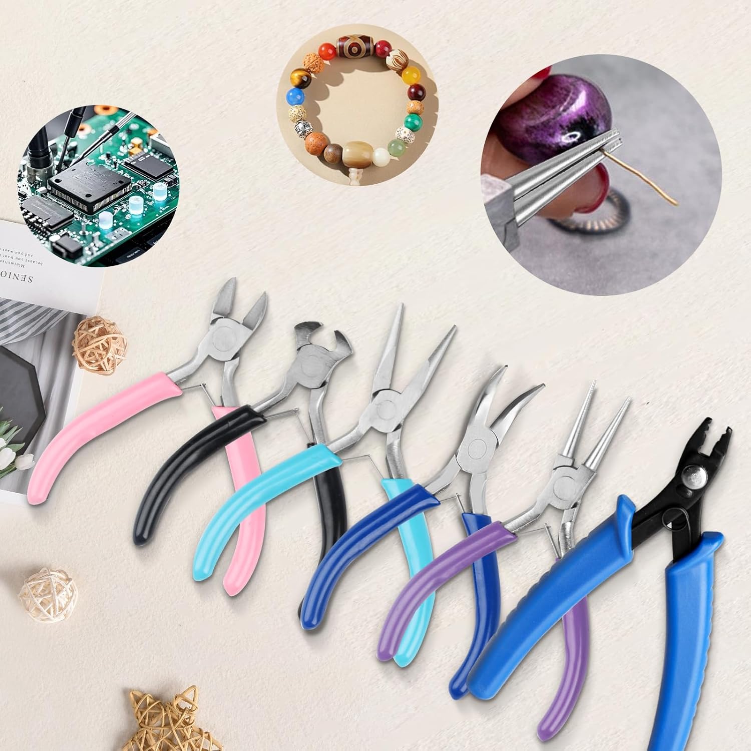 6 Pcs Jewelry Pliers Set, Include Needle Round Bent Nose Zipper Wire Cutter Jewelry PliersJewelry Making Tools for Jewelry Making Repair/Crafting/Wire Wrapping Supplies - Crafty Corner