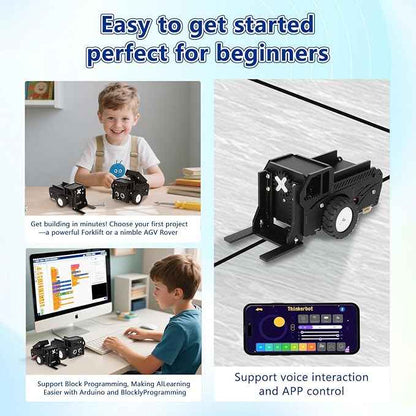 3-in-1 ESP32 IoT Control Smart Factory Kit with 2-in-1 TruckBott Smart Car Kit, Electronics Programming Robotics Kit Compatible with Arduino Scratch, School Home DIY Education STEAM Set for Teens 12+