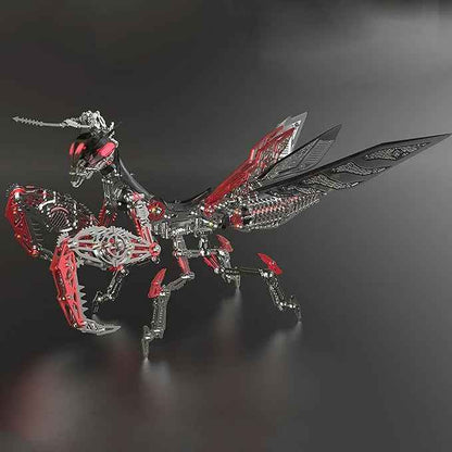 Metalkitor 3D Metal Puzzles for Adults, Giant Mantis Model Kit - Steampunk DIY Ornament - Assembly Jigsaw Crafts Brain Teaser - Perfect Room Decor and Gift Choice(1200+PCS, Black Red) (Black Red)