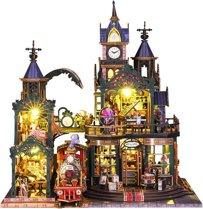 DIY Dollhouse Miniature House Kit,DIY Kit Mini House Model,1:24 Scale Creative Doll House Best Christmas Birthday Gift for Lovers Boys and Girls. (Rail-TRACKSECLUDED City01)