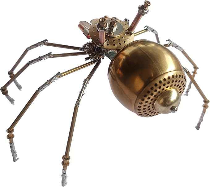 Steampunk Golden Spider Metal Model Kit for Adults – DIY 3D Mechanical Brass Insect Puzzle, Retro Industrial Art Sculpture Craft for Home Office Decoration & Collectors Gift (Golden Spiders)