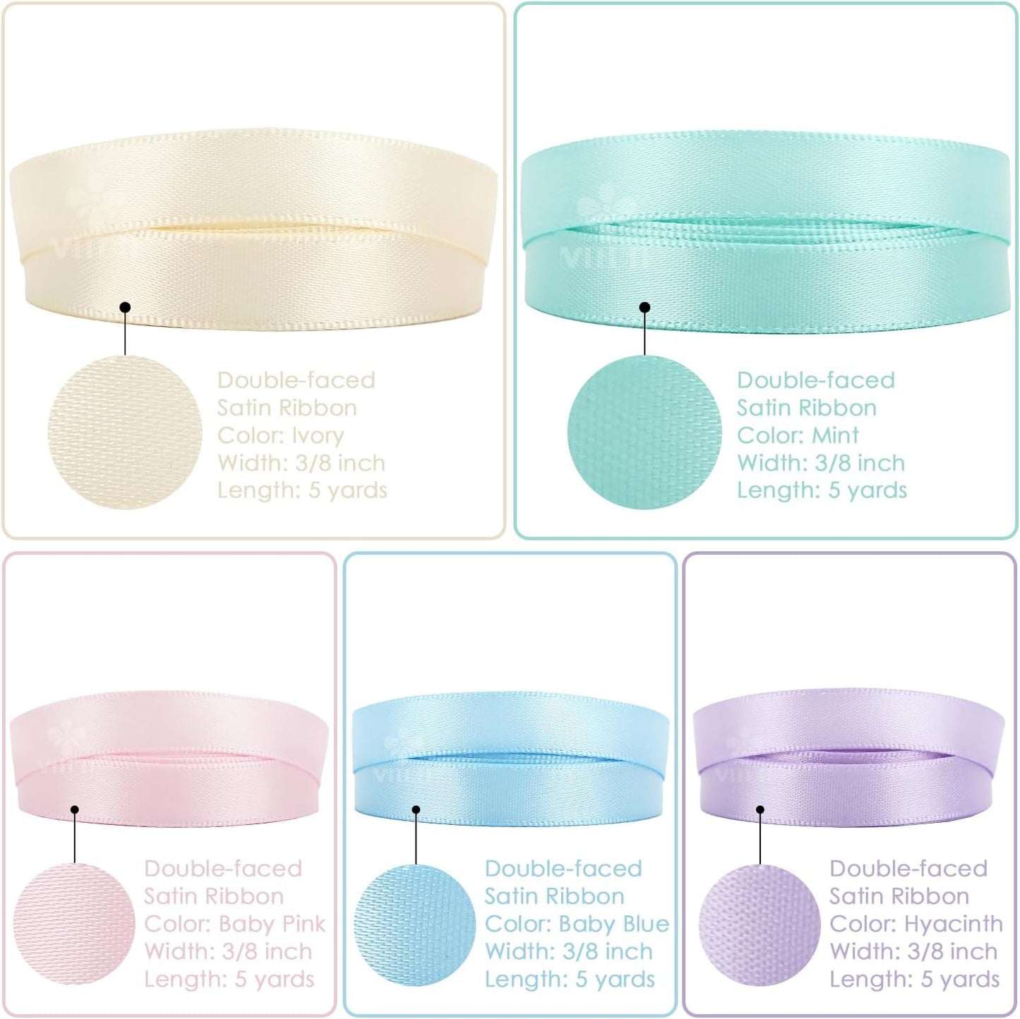 MEEDEE Pastel Rainbow Ribbon Assortment Satin Rainbow Colored Ribbon 3/8" X 50 Yards for Crafts, Gift Wrapping, Party Decoration, DIY Handmade Hair Bows - Crafty Corner