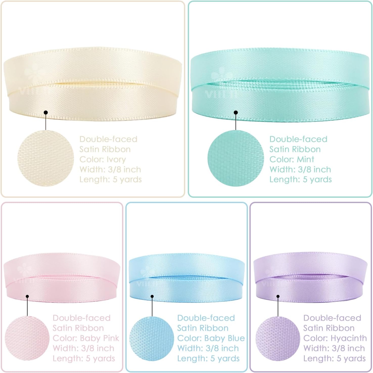 MEEDEE Pastel Rainbow Ribbon Assortment Satin Rainbow Colored Ribbon 3/8" X 50 Yards for Crafts, Gift Wrapping, Party Decoration, DIY Handmade Hair Bows - Crafty Corner
