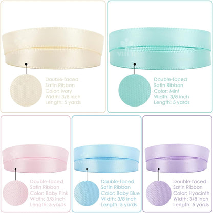 MEEDEE Pastel Rainbow Ribbon Assortment Satin Rainbow Colored Ribbon 3/8" X 50 Yards for Crafts, Gift Wrapping, Party Decoration, DIY Handmade Hair Bows - Crafty Corner