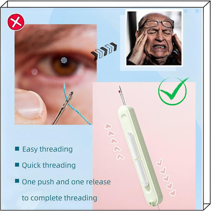 Upgraded 2 in 1 Automatic Needle Threaders Seam Ripper,Quilting Supplies Sewing Kit,Quick Sewing Machine Loop Needle Threaders (2PCS-Green,Yellow)
