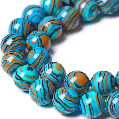 12MM Blue Malachite Beads Natural Stone Energy Healing Beads Round Loose Beads for Jewelry Making Bracelet 32pcs 15"