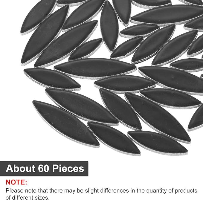 uxcell Ceramic Mosaic Tile, About 200g Teardrop Leaf Tile Mosaic Block for Handicrafts Artwork, Black