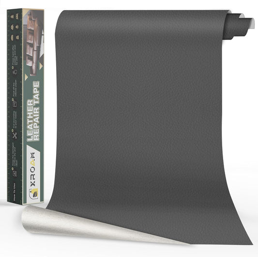 Leather Repair Tape, 16x40 inch Leather Patches for Furniture, Self Adhesive Leather Repair Patch for Sofas, Couches, Leather Covers, Seats, Chairs, Vinyl Repair Tape Dark Gray