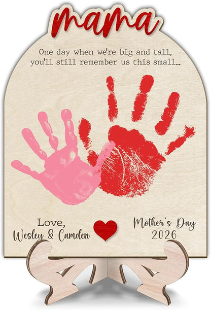 DIY Mama Handprint Wooden Sign, Kids Gifts For Mom Handprint Kit, Toddler Art Craft, Mothers Day Gift Keepsake for Mum, Best Mom Ever Sign, Family Plaque with Daughter, Son Names, One Day When I'm