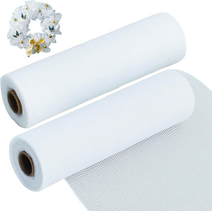 TONIFUL 2 Rolls 10 Inch White Decorative Mesh Ribbbon Rolls, Fabric Mesh for Mesh Wreath Supplies, Front Door Wreath Crafts Tree Decor Christmas NewYears Halloween Decoration (10 yds/roll) - Crafty Corner