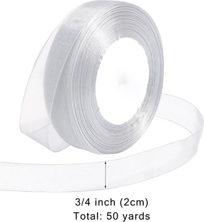 Ribbon for Gift Wrapping 3/4 inch Dusty Blue Sheer Organza Ribbon for Flower Bouquet Tulle Thin Chiffon Ribbons for Wedding Invitations Christmas Halloween Presents Decorations Crafts 50 Yards - Crafty Corner