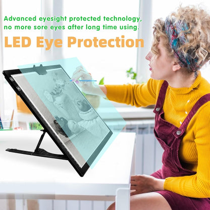 HIUKCOLED Rechargeable A3 Light Pad with Diamond Painting Light Board Carry Bag, Built-in Foldable Stand＆top Clip, 3 Colors/Stepless/6-level Brightness, Battery Powered Wireless LED Tracing Box