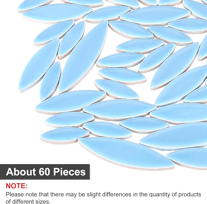 uxcell Ceramic Mosaic Tile, About 200g Teardrop Leaf Tile Mosaic Block for Handicrafts Artwork, Light Blue