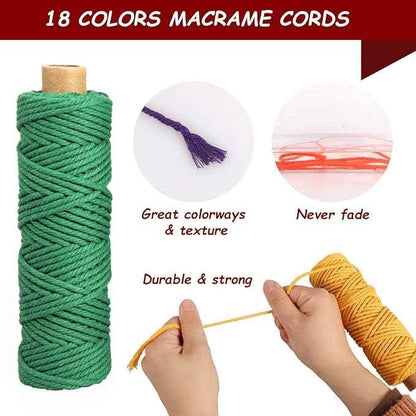 Macrame Cord 3mm x 594 Yards, 18 Rolls Natural Colored Macrame Cotton Cord Rope Kit Color Variety Macrame Jute Twine String 4 Strand Twisted for Wall Hanger Plant Hanging DIY Knitting Macrame Supplies