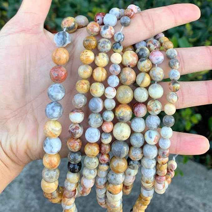 90pcs Adabele Natural Crazy Lace Agate Healing Gemstone 4mm (0.16 inch) Small Round Beads Gem Stone Spacer for Craft Jewelry Making GF23-4