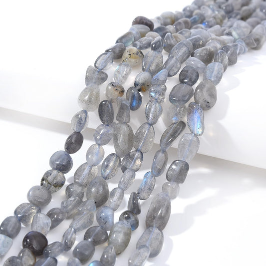 Labradorite Pebble Nugget Oval Free Tumbled Stone 6-8mm Natural Gemstone Loose Beads Approx 15.5 inch for DIY Jewelry Making