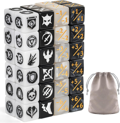 48 Pieces Abilities Keywords Counter Dice MTG Dice 1/+1 Counters Bulk Creature Stats Buff Tokens Dice Set for Magic The Gathering, MTG, TCG, Card Games Accessories (Multicolor)