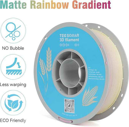 Matte Rainbow PLA 3D Printer Filament, 12 Rolls,1KG Spool(2.2lbs) 1.75mm, Multicolor Gradient Filament Bundle for Most FDM 3D Printers,12 Different Matte Rainbow Colors