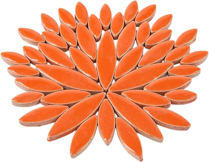 Artspac Orange Petal Ceramic Mosaic Tiles for Crafts, 200g Flower Tiles Mosaic Pieces for Mosaic Craft Supplies,Garden Art Decor