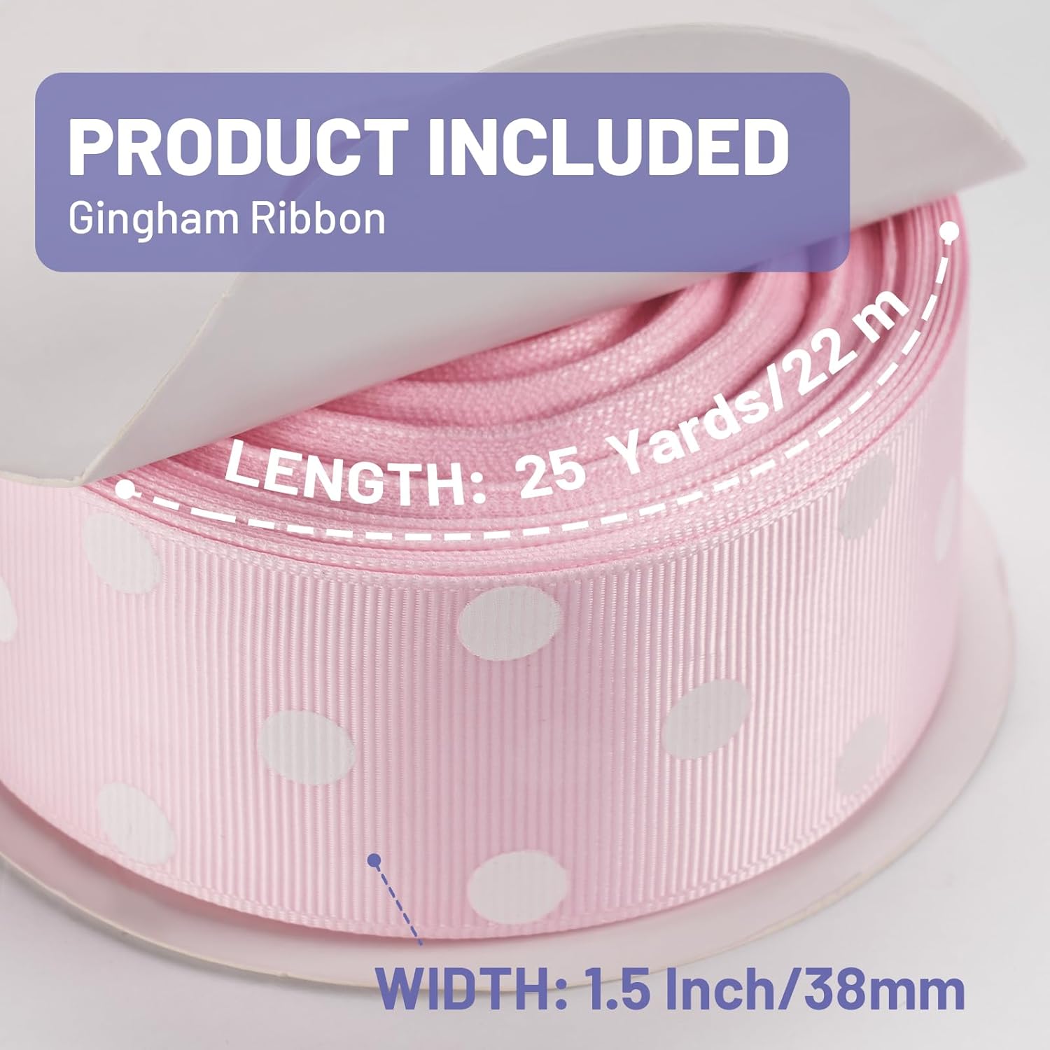 Polka Dot Grosgrain Ribbon 1.5 Inch, 25 Yards Spool Pink and White Dot Craft Ribbon for Christmas Gift Wrapping DIY Crafts Hair Bows Wedding Party Decor Sewing and Home Decoration - Crafty Corner