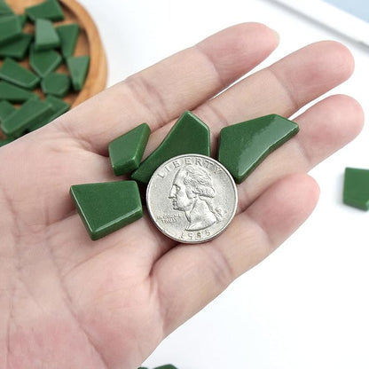 Youway Style Green Glass Mosaic Tiles for Crafts Bulk,200g Broken Glass Tiles for DIY Mosaic Art Decor,Garden Mosaic Supplies Pieces