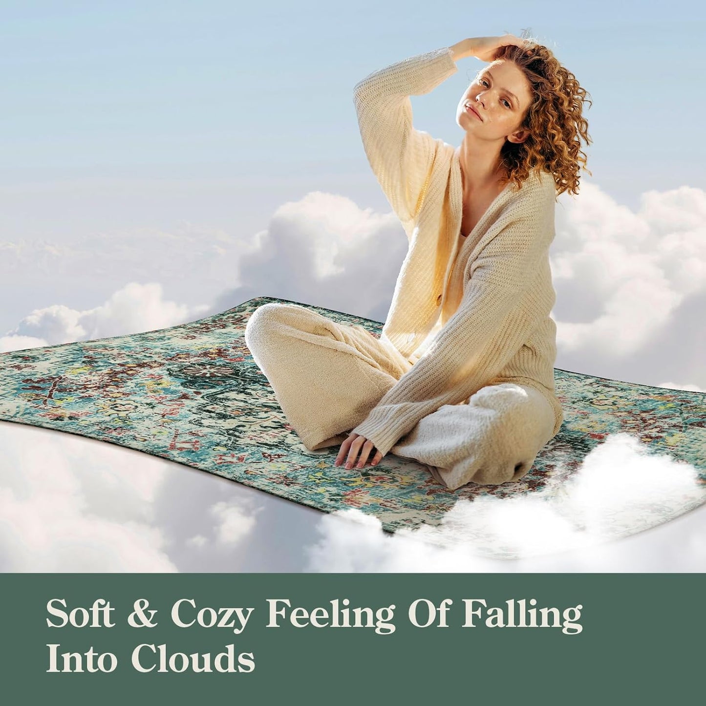 Lahome Boho Bohemian Area Rug - 2x3 Small Washable Bathroom Entryway Kitchen Rug,Floral Medallion Non Slip Pet Friendly Vintage Throw Carpet for Indoor Front Door Sink Living Room Bedroom,Teal