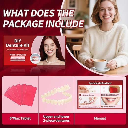 Dentures DIY Kit: Full Set Top & Bottom Fake Teeth for at-Home Smile Enhancement - Easy & Universal Fit-ZZ2