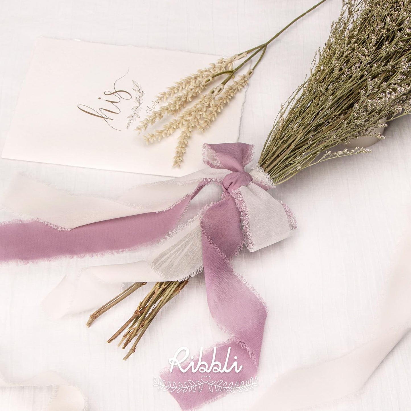 Ribbli Cream Chiffon Ribbon 1-1/2 inch x 20 Yard Handmade Fringe, Chiffon Silk Vanilla Cream Ribbon for Wedding Invitations, Bridal Bouquets, Flower Arrangement Decoration - Crafty Corner