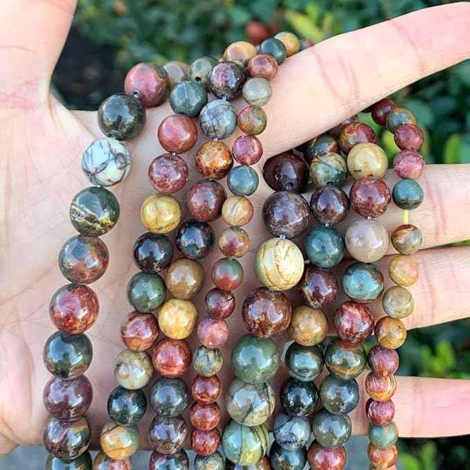 180pcs Adabele Natural Picasso Jasper Healing Gemstone 4mm (0.16 inch) Small Round Beads Gem Stone Spacer for Craft Jewelry Making GF10-4