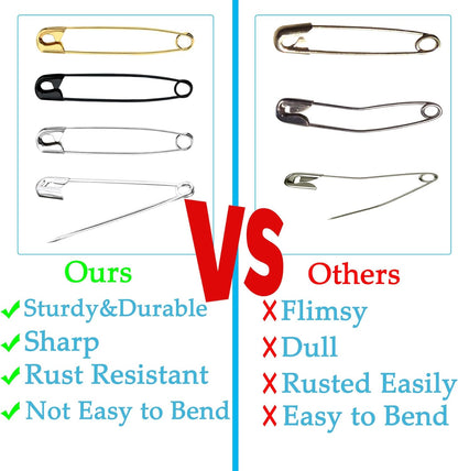 100PCS Small Safety Pins, 2.1 inch, Rust-Resistant Nickel Plated Steel, Sharp Edge for Clothes, Sewing, Arts & Craft, Decorative (Silver)