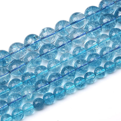 120pcs 6mm Blue Topaz Crystal Quartz Natural Stone Round Loose Beads for Jewelry Making DIY Bracelet Necklace Earrings 32" 2 Strands
